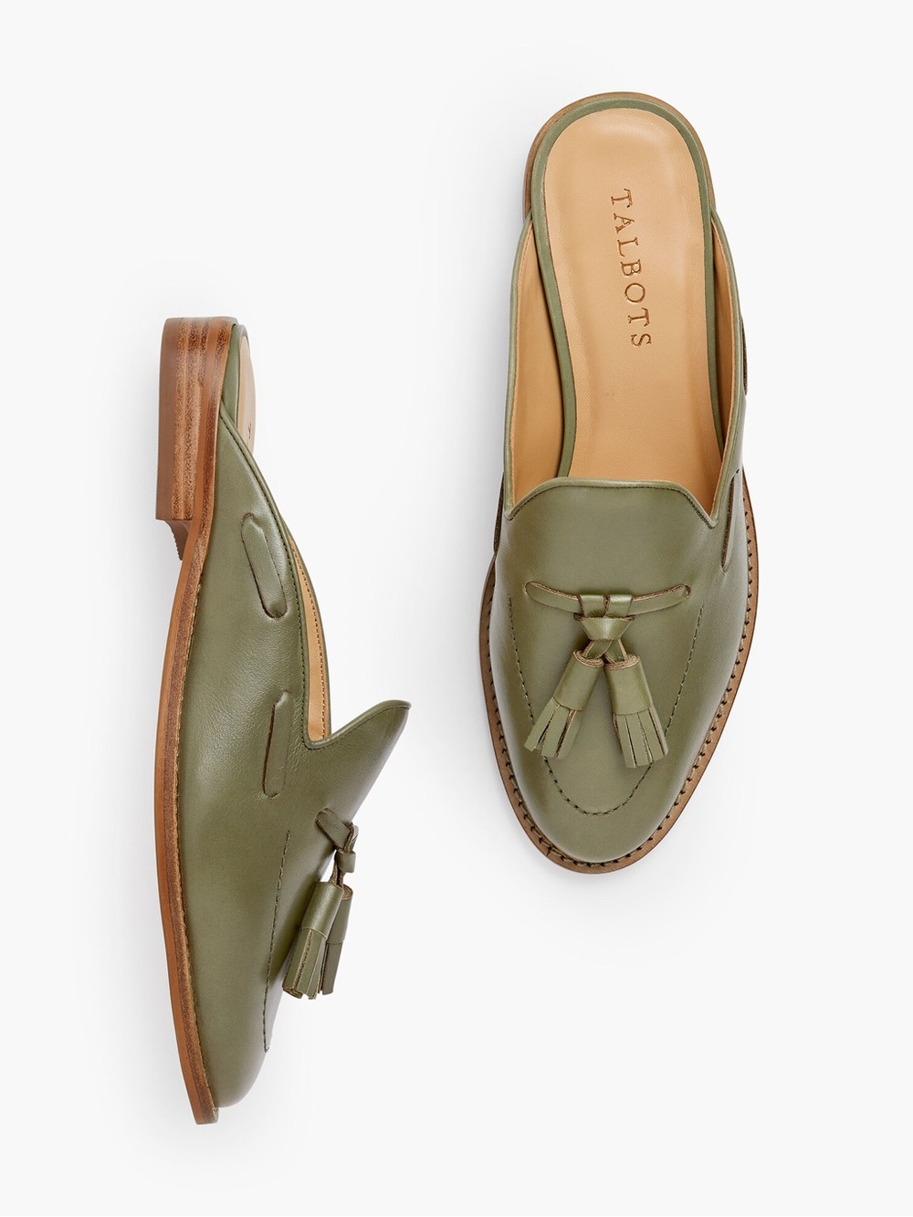 Talbots Olive leighton Leather Tassel Backless Loafers
